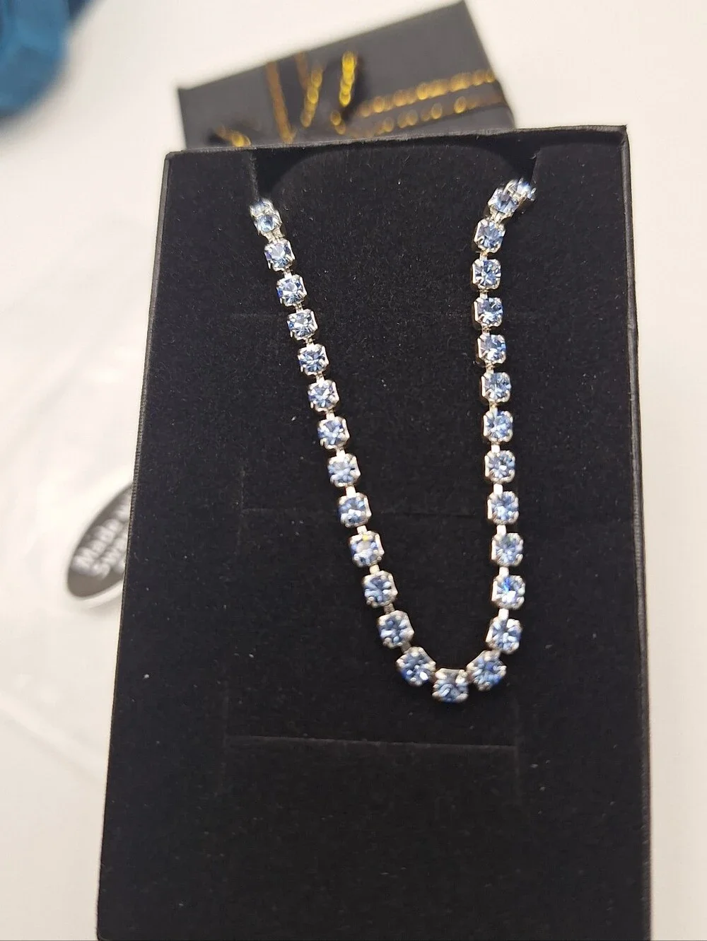 NWT Swarovski Crystal Light Blue Tennis Bracelet Silvertone